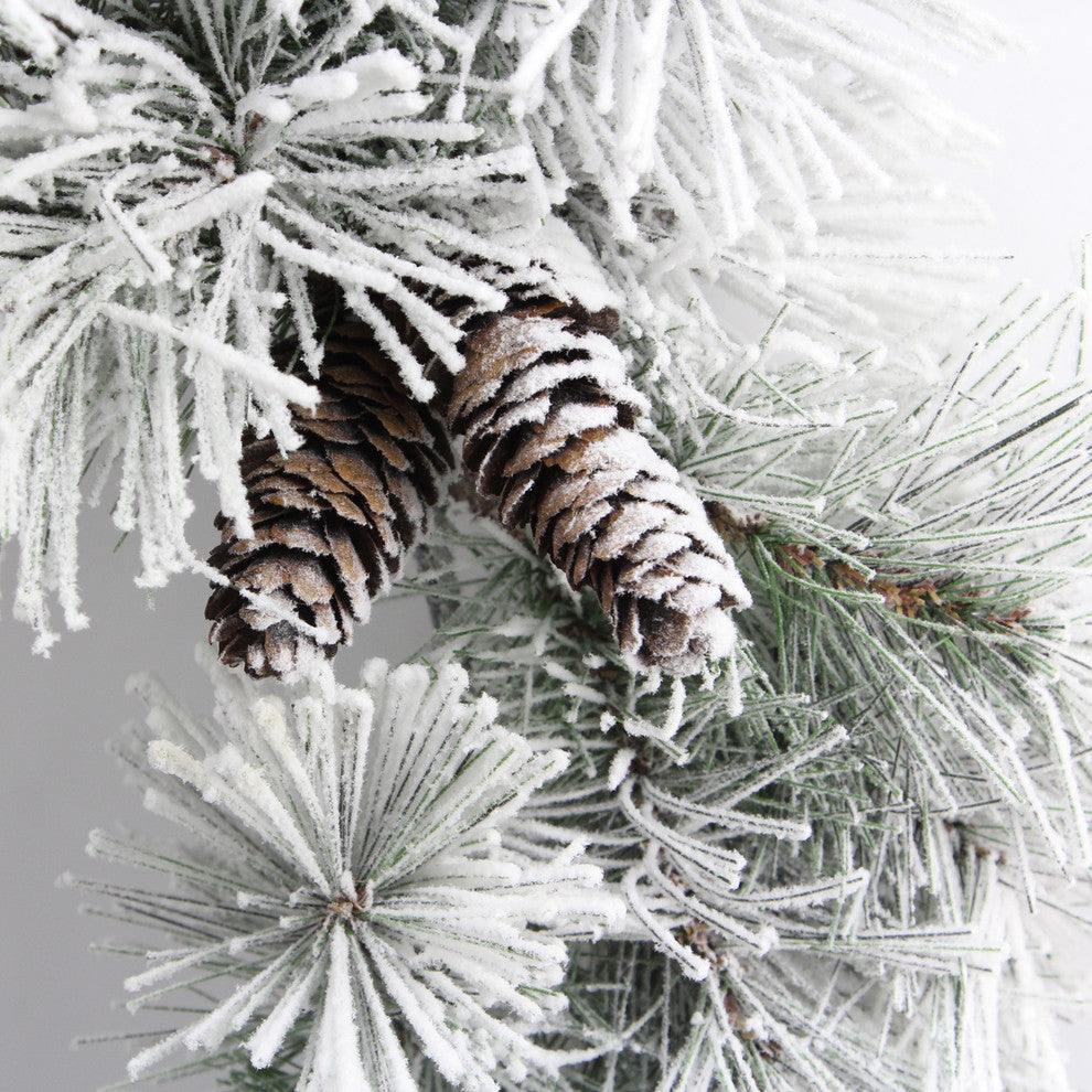 24" Christmas Pine Wreath with Frosted Snow 50 Tips