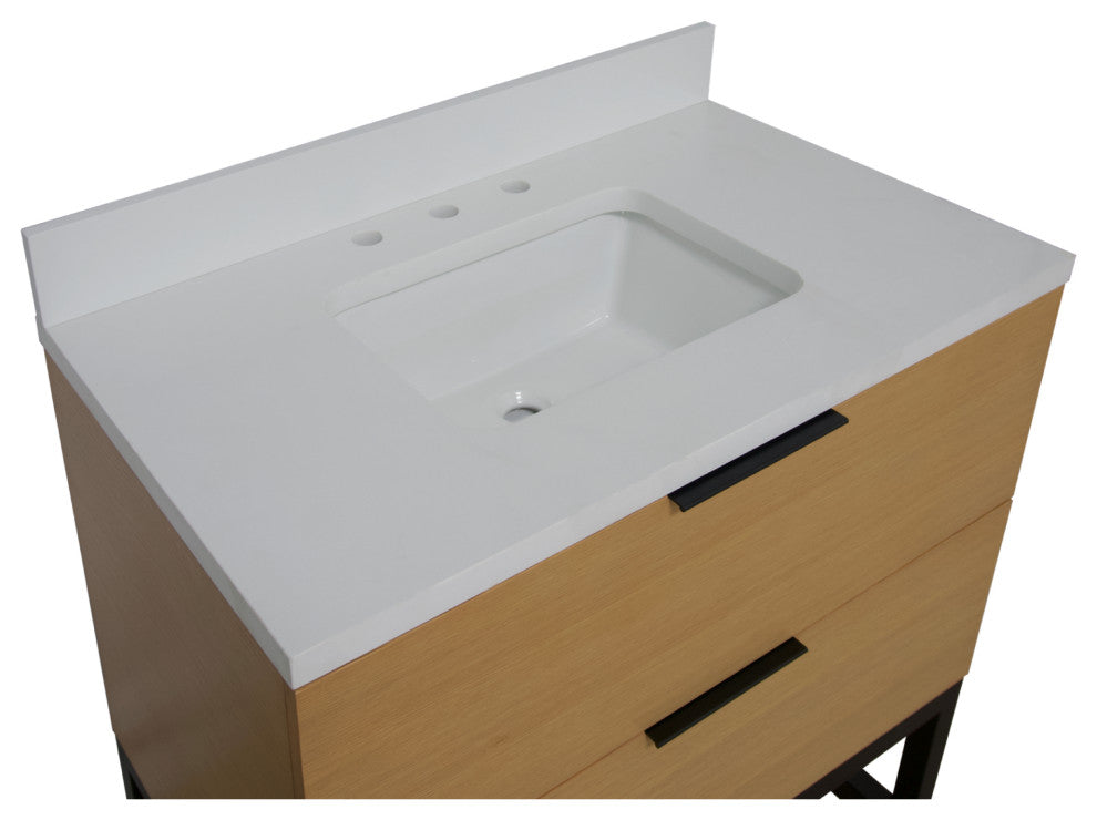 Mia 36" Bathroom Vanity, Blonde, Matte White