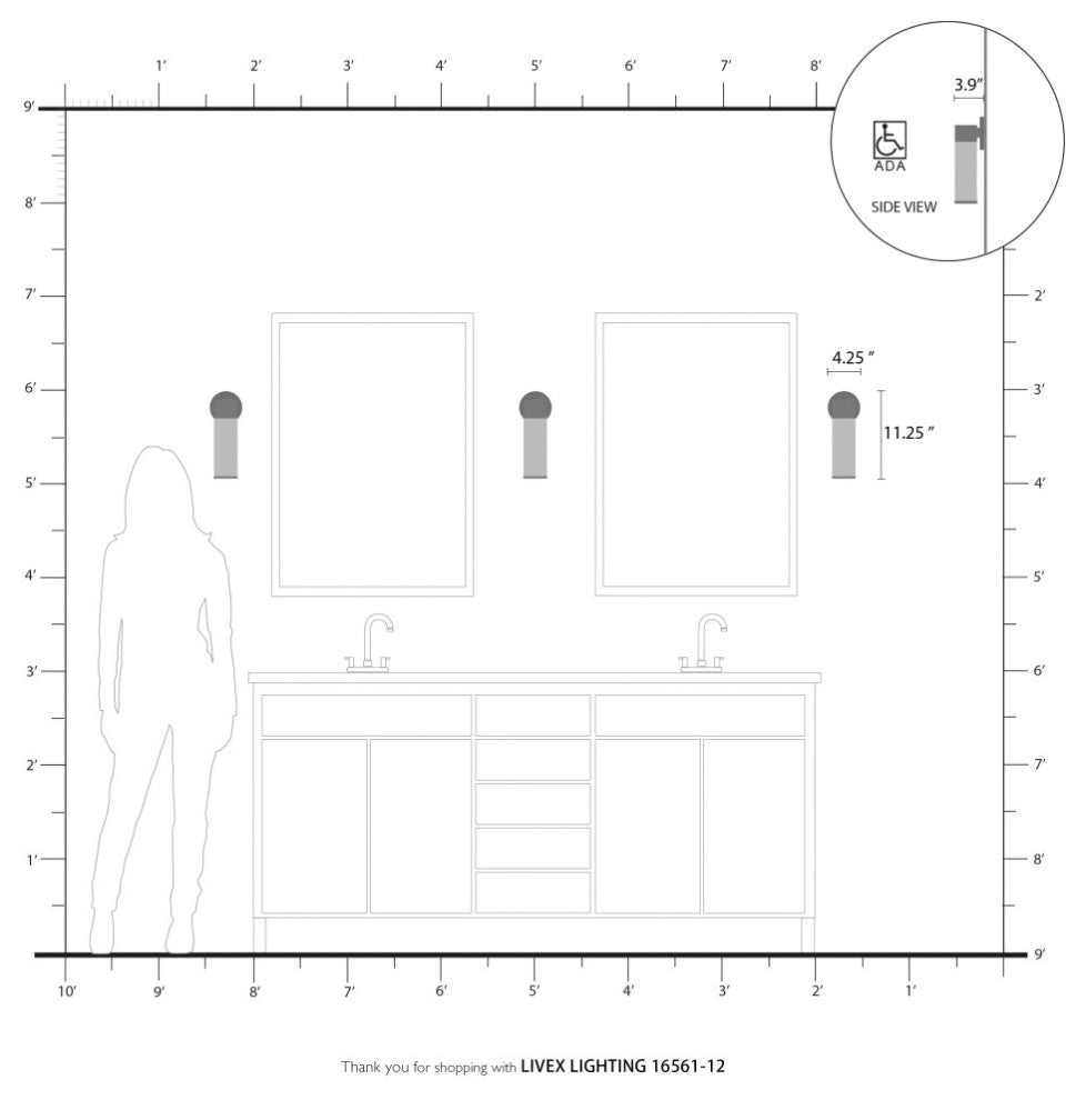 Lindale 1 Light Satin Brass ADA Single Sconce