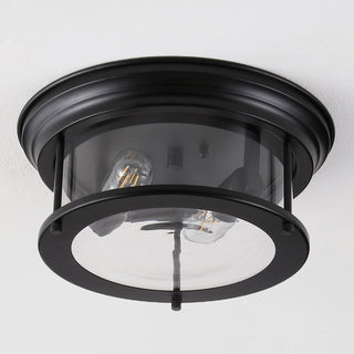 Lauren 13.25" 2-Light Metal/Glass LED Flush Mount, Black