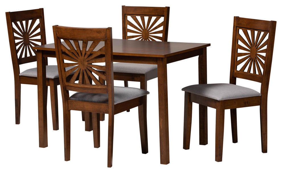 Loni Dining Collection, Gray/Walnut Brown, 5-Piece Dining Set