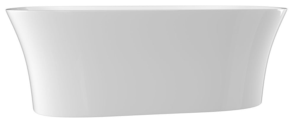 Oval Freestanding Acrylic Soaking Bathtub, Glossy White, 62"x30"