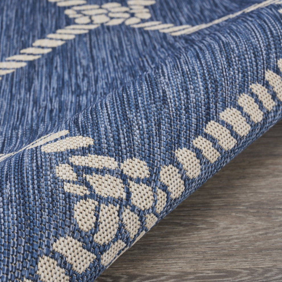8" Round Navy Knot Indoor Outdoor Area Rug