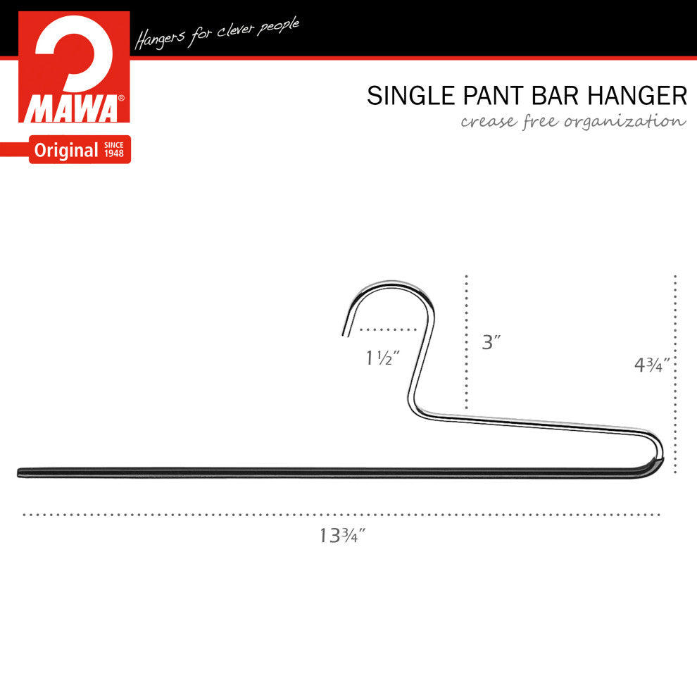 Trouser Hangers, Single Rod, Set of 10, Black