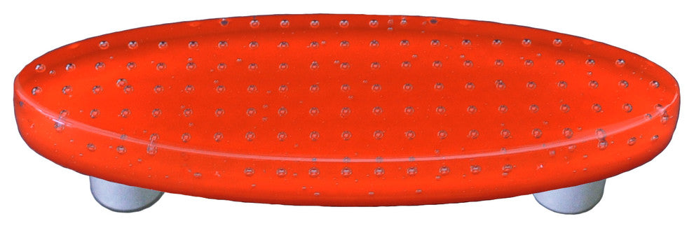 Art Glass Bubbles Pull Oval, Alum Post, Bubbles Orange