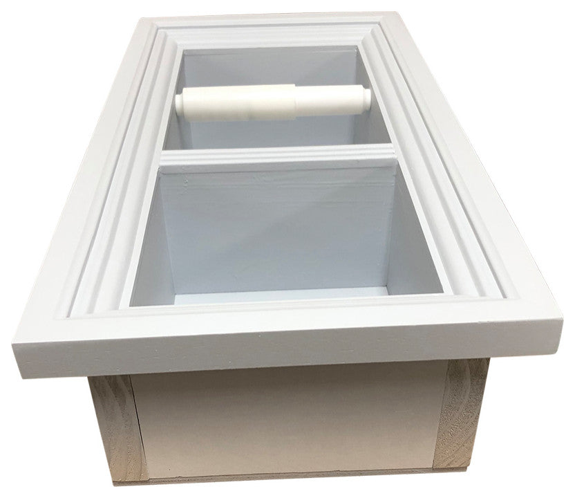 Bayshore Recessed Solid Wood Double Toilet Paper Holder 7 x 14.5, Primed Gray