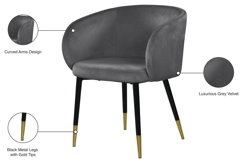 Louise Velvet Dining Chair, Gray