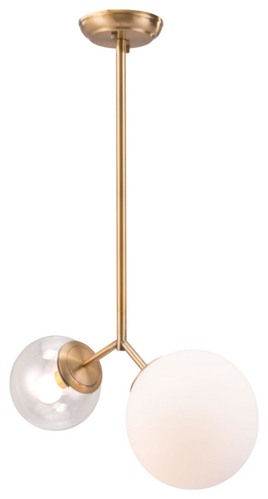 Pendant Ceiling Light Fixture, Glass, Steel Metal, Brass, Gold, White, Clear