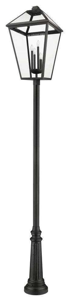 Zlite 579PHXLXR-511P-BK 4-Light Outdoor Post Mounted Fixture, Clear Beveled