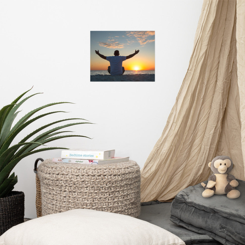 Embrace The Light Sunset Coastal Landscape Photo Wall Art Print - Decor, 11" X 14"