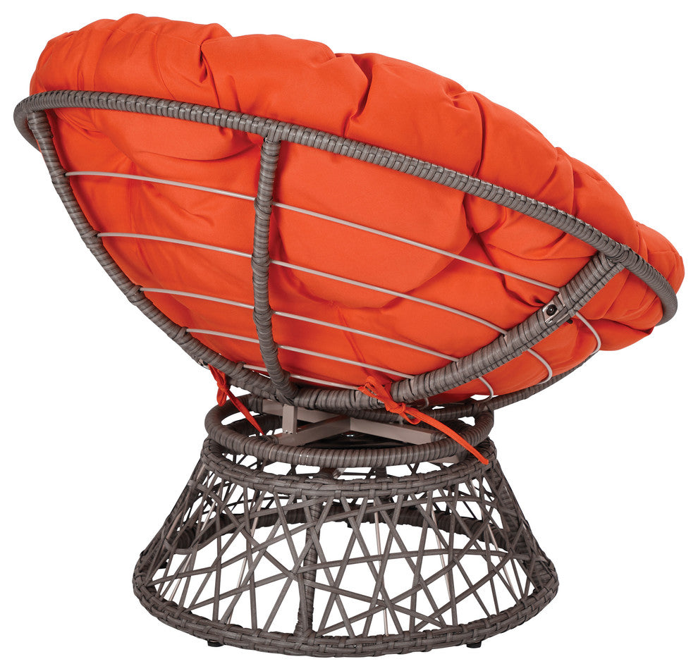 Papasan Chair, Orange/Gray