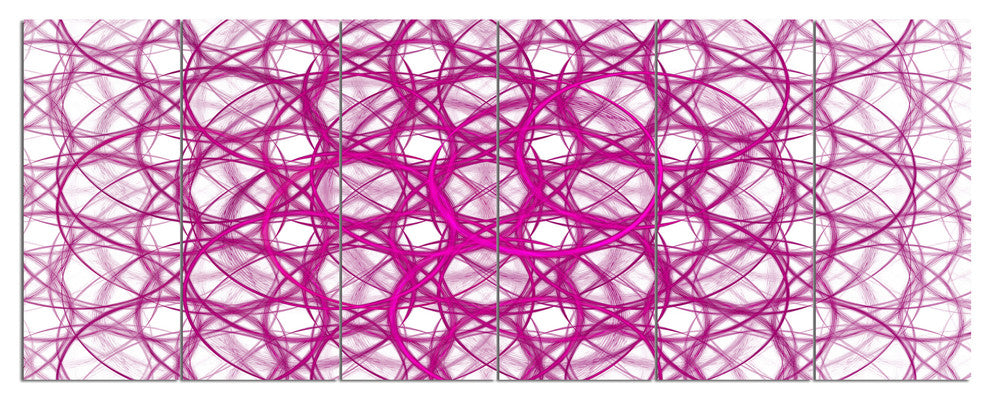 Pink Unusual Metal Grill, Abstract Canvas Wall Art, 70"x28", 6 Panels