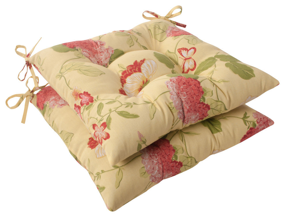 Risa Lemonade Wrought Iron Seat Cushion, Set of 2