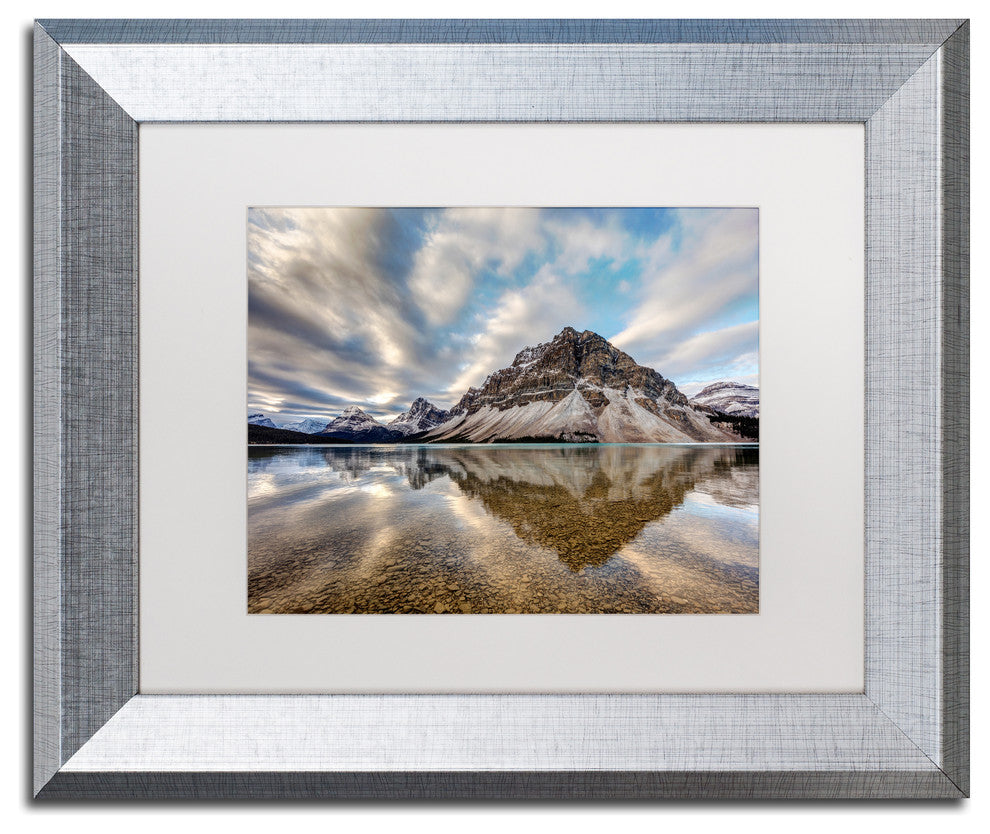 Pierre Leclerc 'Bow Lake Reflection' Matted Art, Silver Frame, White, 14x11