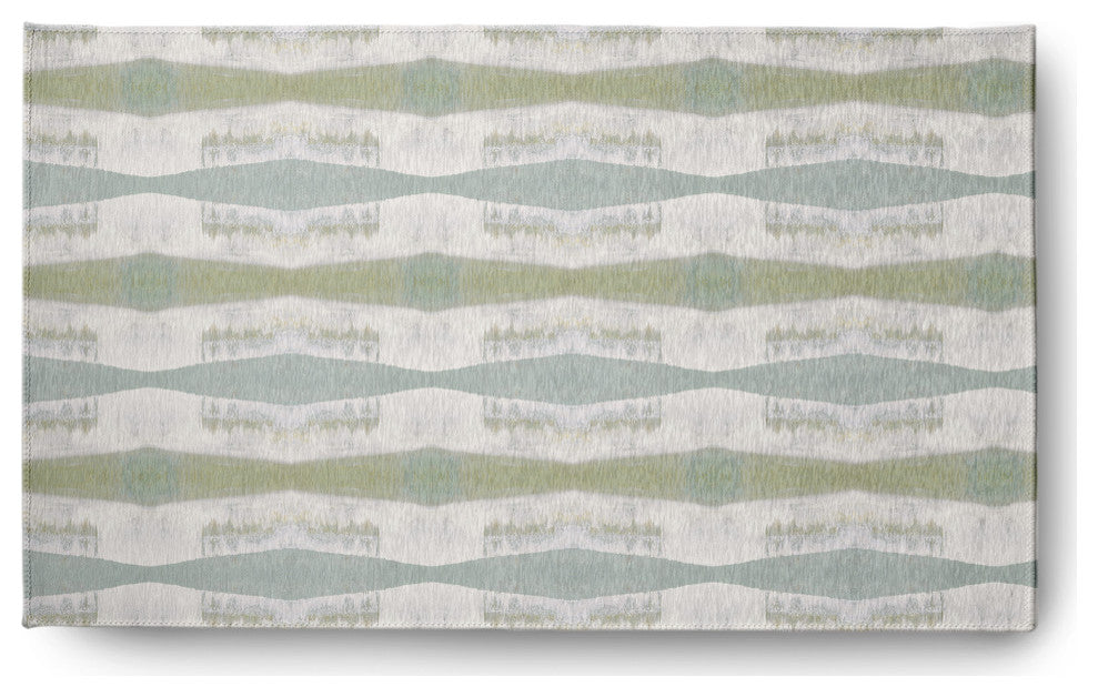 Geometric Stretch Print Soft Chenille Area Rug, Green, 3'x5'