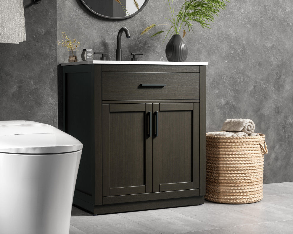 Home Living 30" Single Bathroom Vanity, Mocha Brown