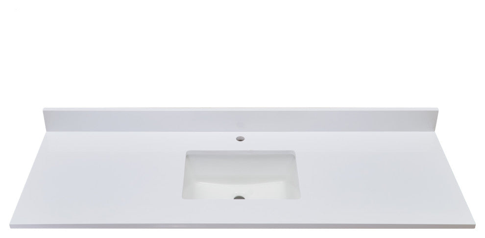 Viterbo 61" Bathroom Vanity Countertop, Milano White With White Sink