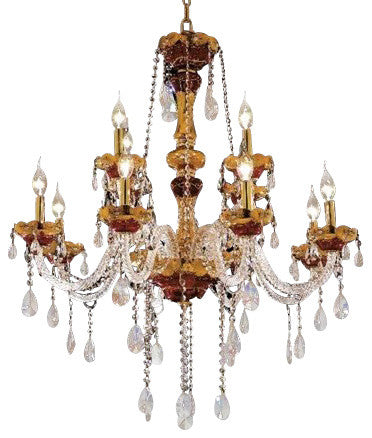 Elegant Alexandria Foyer Hall Light, Gold Finish With Royal Cut Crystal