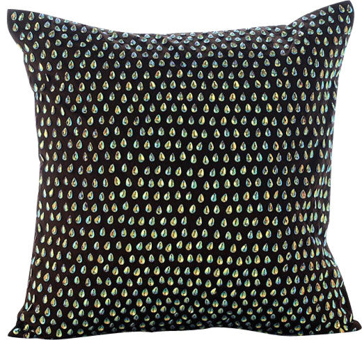 Throw Pillow Covers 26" x 26" Pillowcase Brown Silk Abstract - Persian Peacock