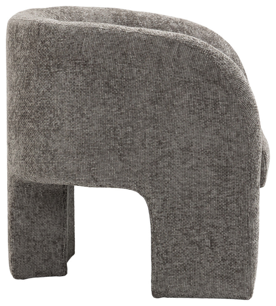 Sawyer Beige Weaved Polyester Fabric Accent Chair, Grey, Chenille Fabric