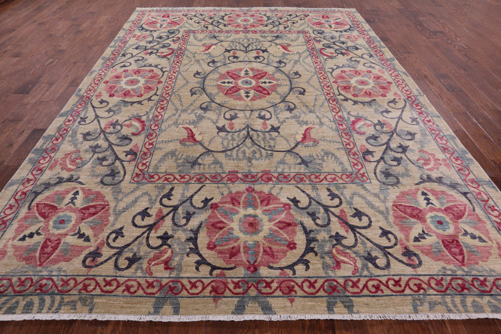 9' 1" X 12' 1" William Morris Handmade Wool Rug Q8453