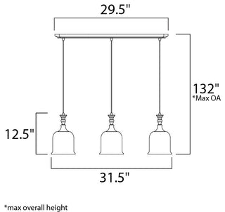 Maxim 20473 Centennial 3 Light 31-1/2"W Linear Pendant - Polished Nickel