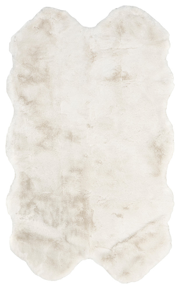 Nuloom Corra Faux SheepSkin Washable Rug, Off White 3' 6" x 6' Shaped