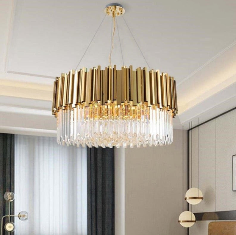 Gio Gold Plated Crystal Chandelier, Diameter 40"