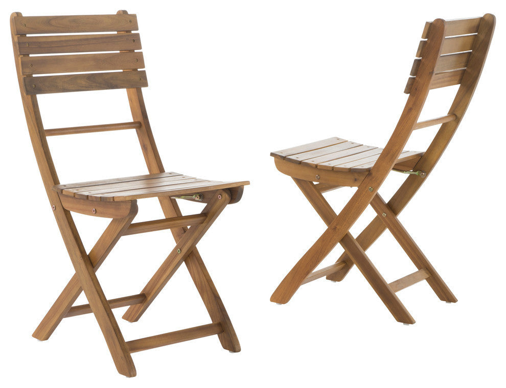 GDF Studio Vicaro Outdoor Natural Acacia Wood Foldable Dining Chairs, Set of 2