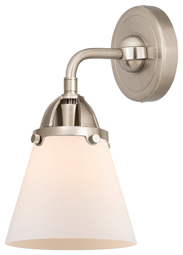 Small Cone Sconce, Brushed Satin Nickel, Matte White, Matte White