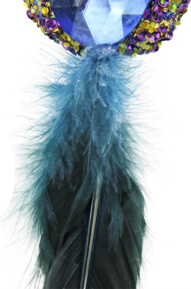 10" Regal Peacock Jewel Hanging Tassel Christmas Ornament, Blue