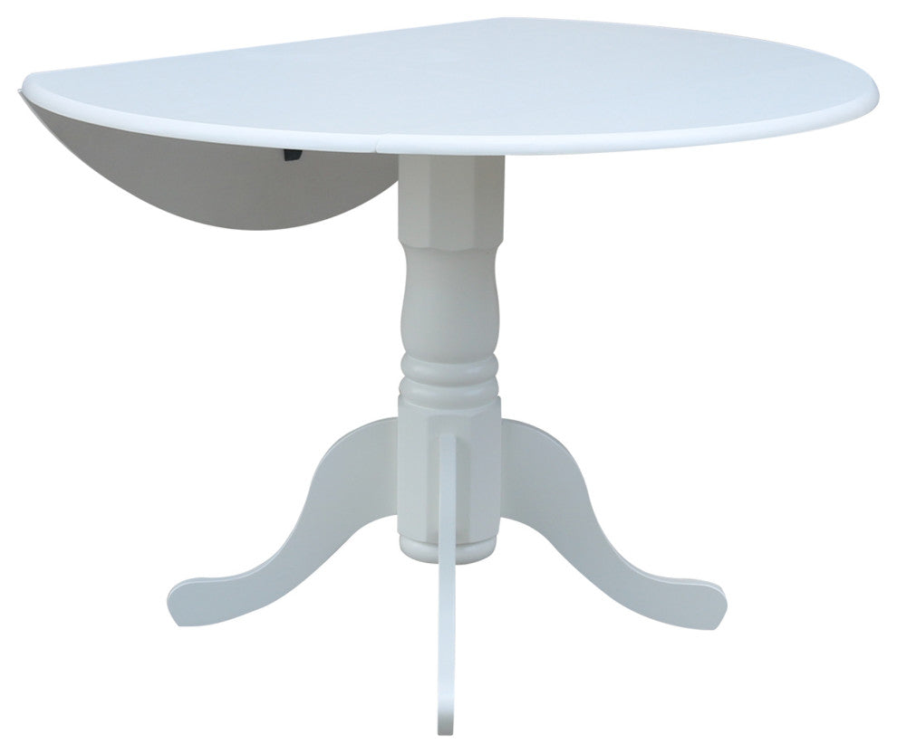 42" Round Dual Drop Leaf Pedestal Table, White