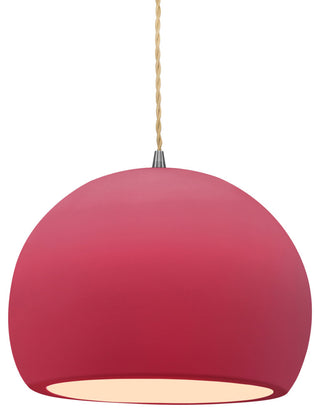 Radiance Medium Globe Pendant, Cerise Frame, Brushed Nickel, LED, Cord
