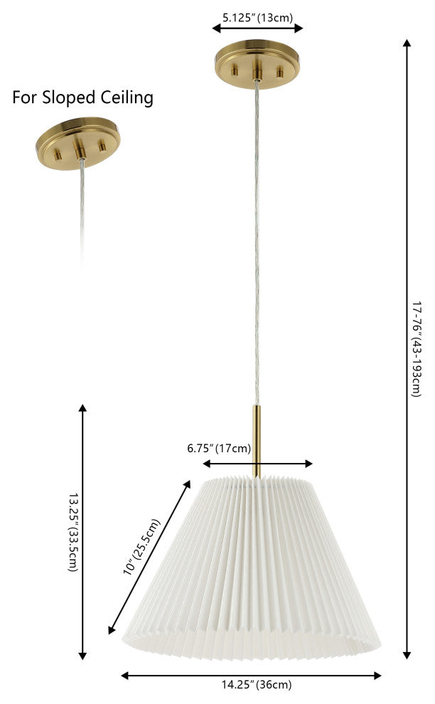 1-Light Classic French Country Iron LED Pendant With Pleated Shade
