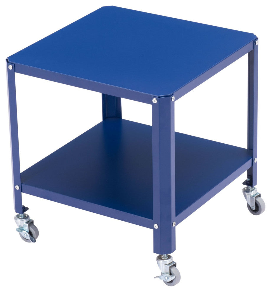 Sofa Side Table, Square, Steel Metal, Blue, Lounge Cafe Lobby Hospitality