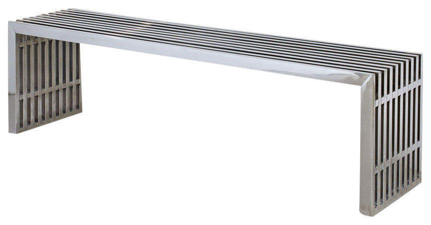 Modern Contemporary Living Room Metal Benches Set of 2 Silver