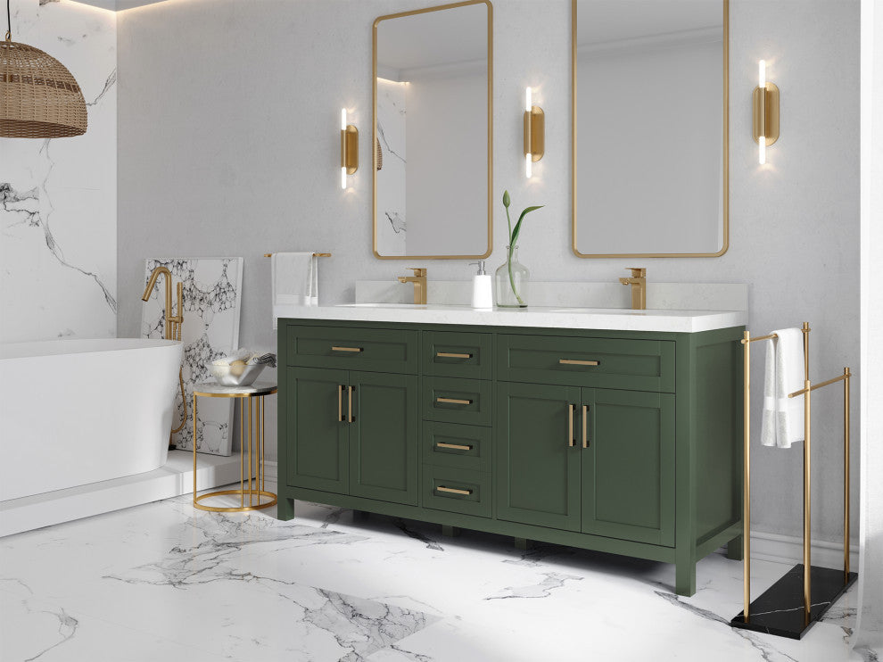 Cambridge 72 Double Sink Bath Vanity in Pewter Green 2" Piatra Gray