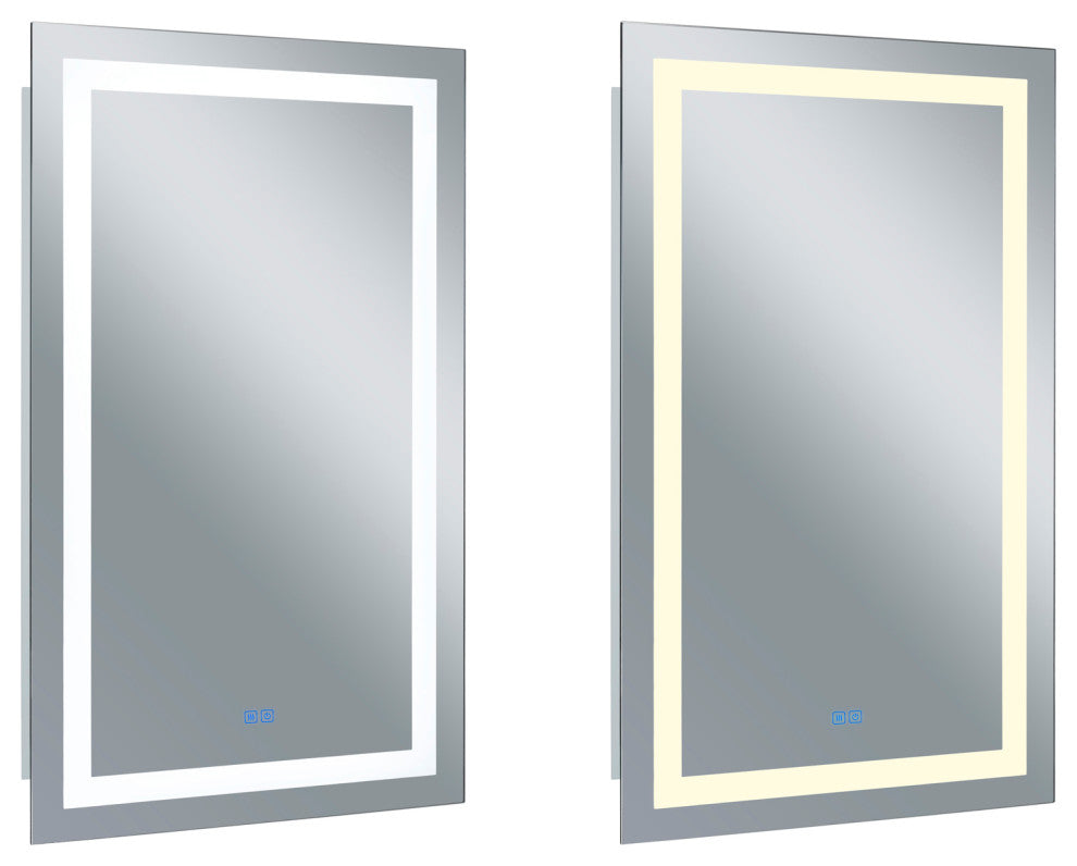 Abril Rectangle Matte White LED 30 in. Mirror From our Abril Collection
