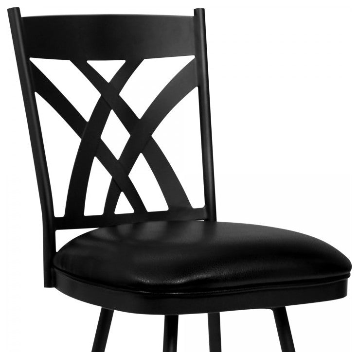 Dover 26" Counter Height Barstool, Matte Black Finish and Black Faux Leather