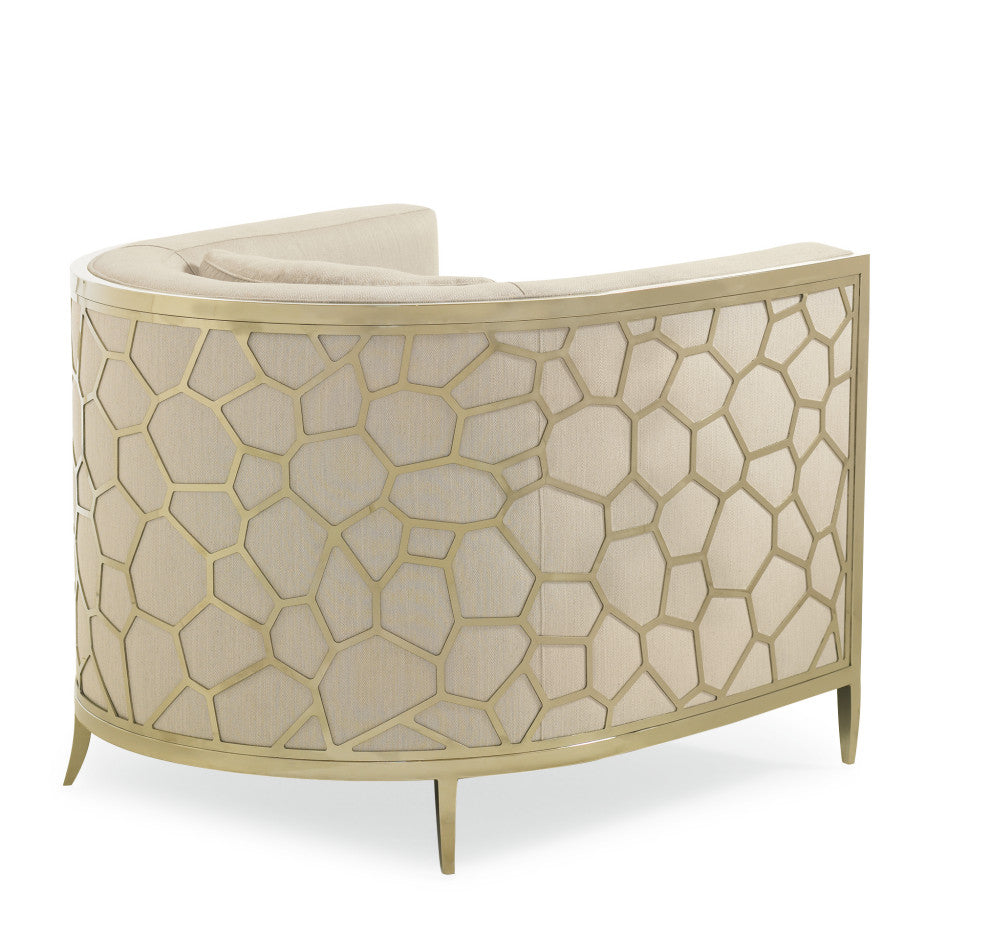 Ice Breaker, Barrel Back Club Chair With Gold Frame