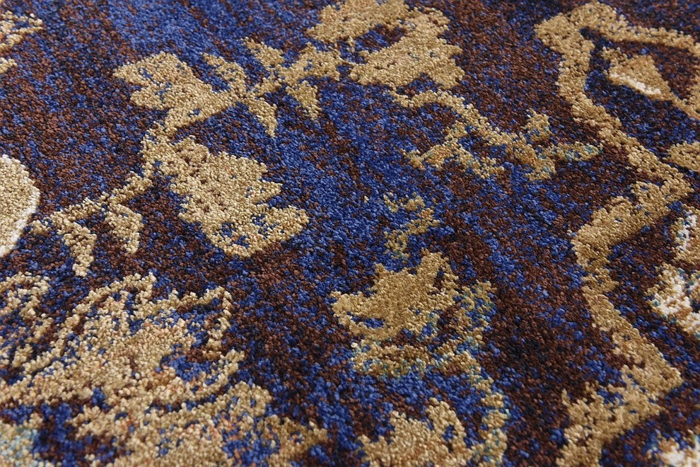 Unique Loom Dark Blue Augustus Milan 5' 0 x 5' 0 Round Rug