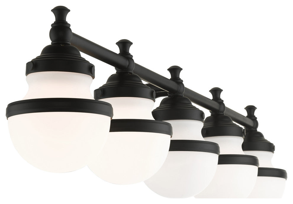 Livex Lighting Oldwick 5 Light Black Large Vanity Sconce