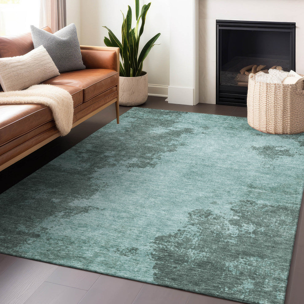 Machine Washable Indoor/Outdoor Chantille ACN1902 Teal 8' x 10' Rug