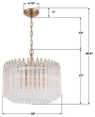 Crystorama Lighting Group LOF-5005 Lofton 5 Light 18"W Pendant / - Aged Brass