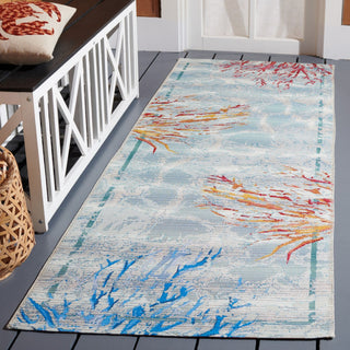 Safavieh Barbados Collection Indoor-Outdoor, BAR525 Rug, Teal/White, 2'8"x10'5"