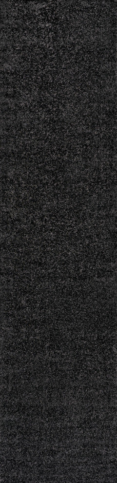 Haze Solid Low-Pile Black 2 ft. x 14 ft. Runner Rug