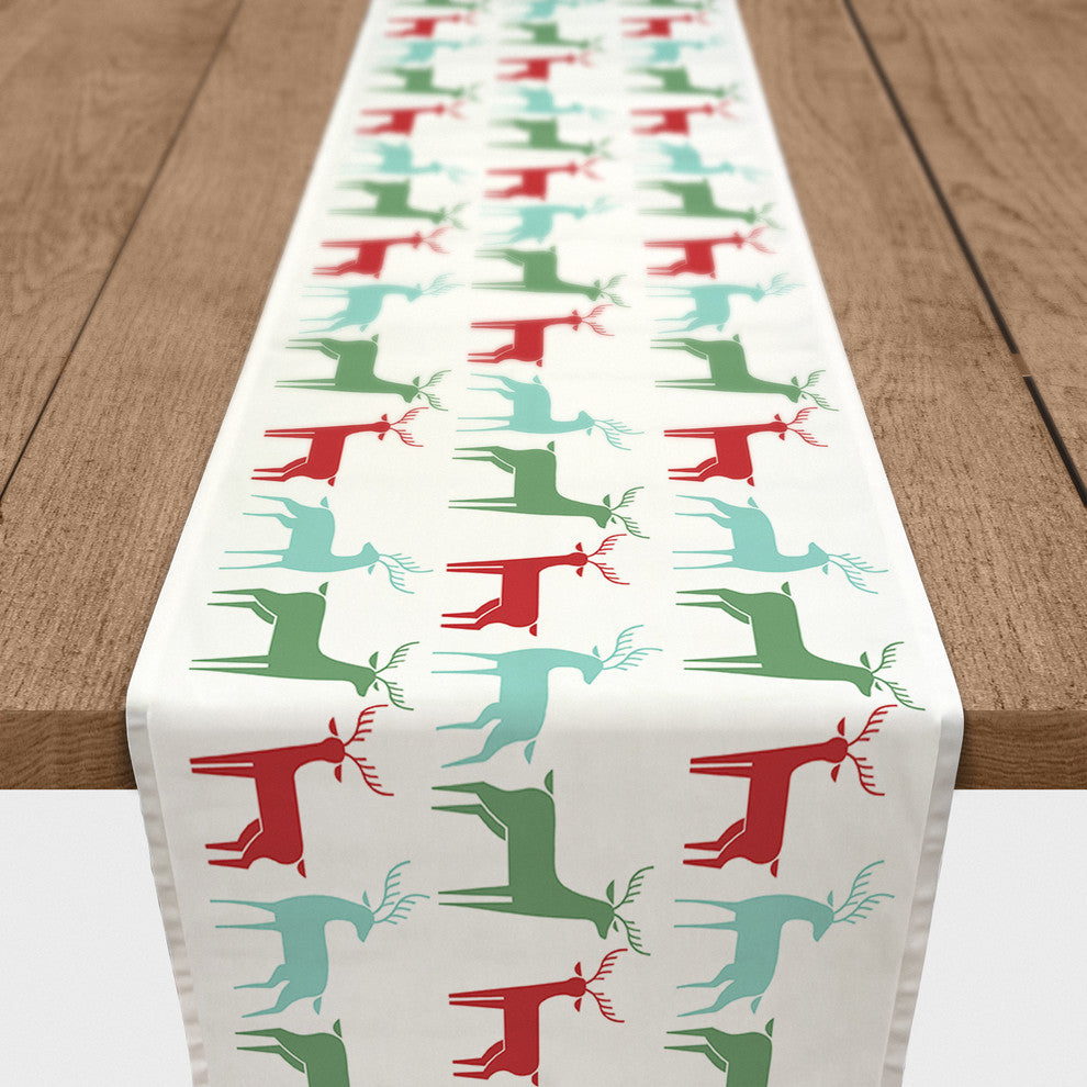 Christmas Reindeer Pattern Table Runner, 16"x90"