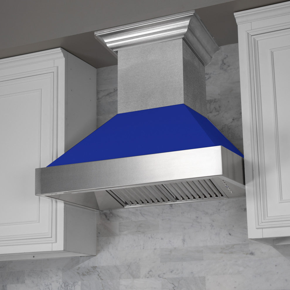 30" DuraSnow Stainless Steel Range Hood With Blue Matte Shell, 8654BM-30