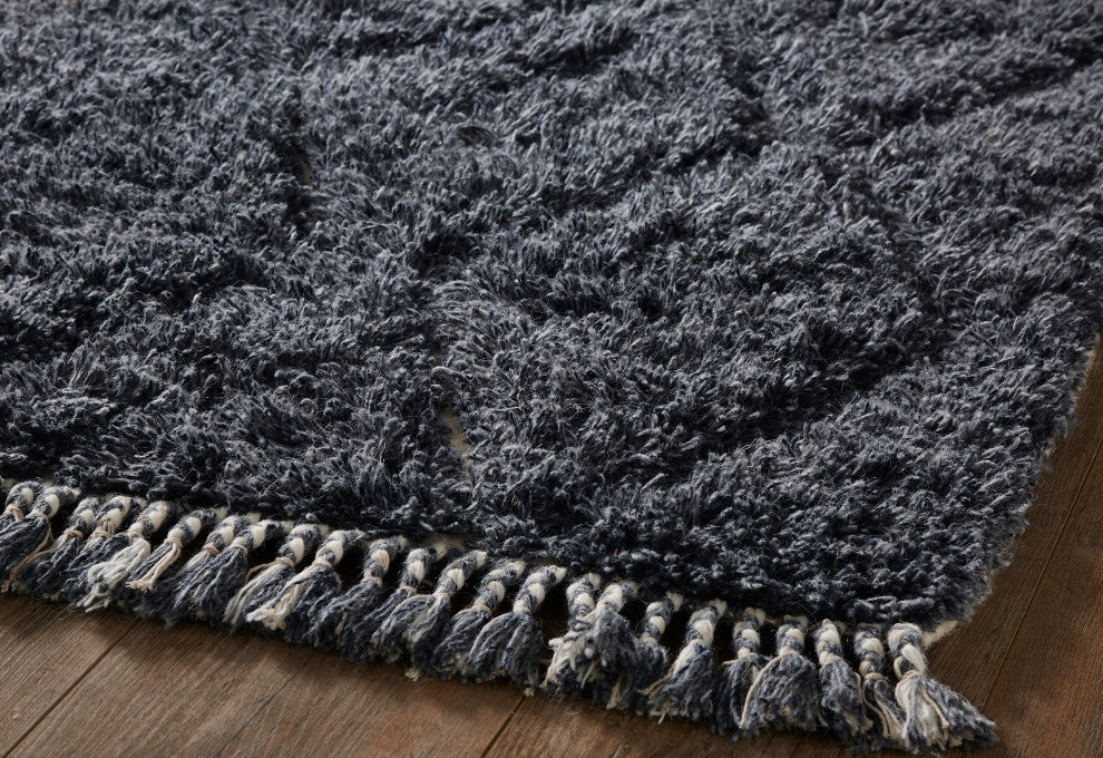 Munroe Blue Wool Cotton Rug, 5 X 7 Ft