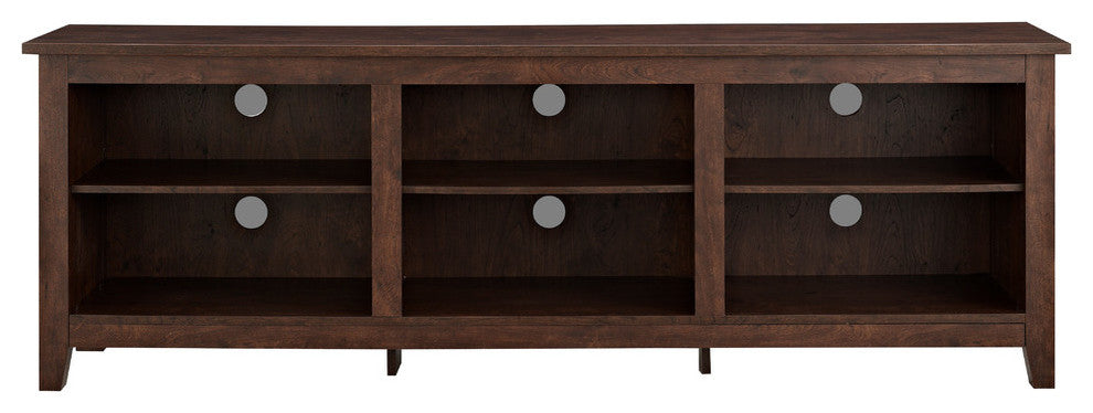 70" Wood Media TV Stand Storage Console, Traditional Brown